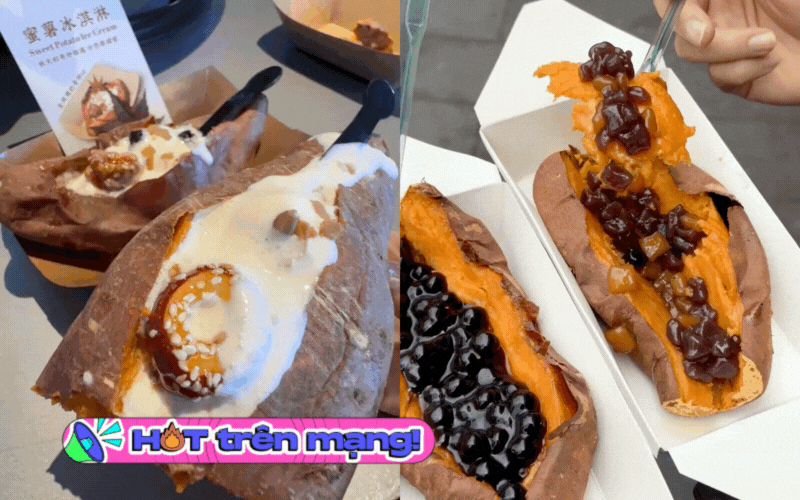 Cầm củ khoai nướng nóng hổi "mix" kem lạnh và trân châu: Trải nghiệm ẩm thực khiến hội chị em "xỉu up xỉu down"- Ảnh 1.