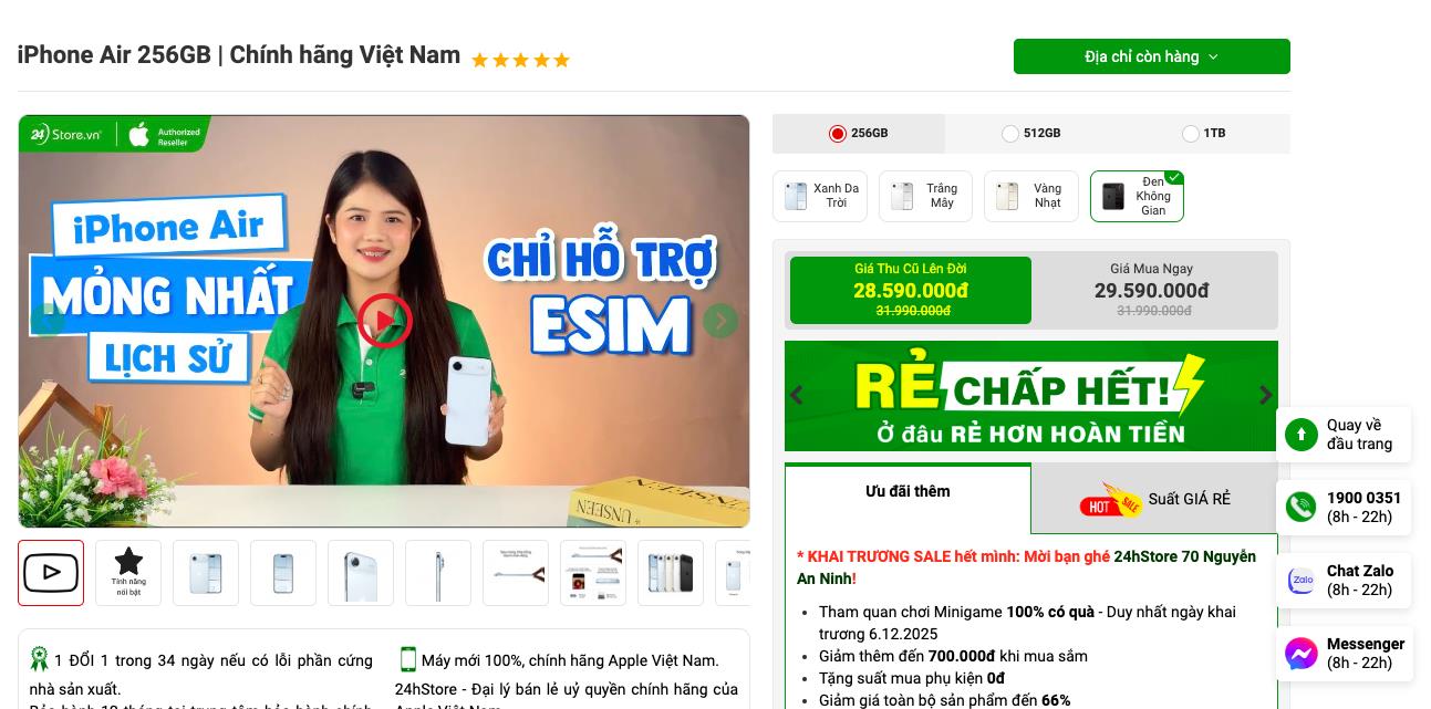 iFan “rất vừa ý” khi lên đời iPhone Air tại 24hStore- Ảnh 2. iFan “rất vừa ý” khi lên đời iPhone Air tại 24hStore- Ảnh 2.