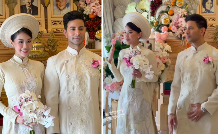 Áo dài cưới của Tiên Nguyễn được làm từ tơ sen hiếm bậc nhất Việt Nam!- Ảnh 5.