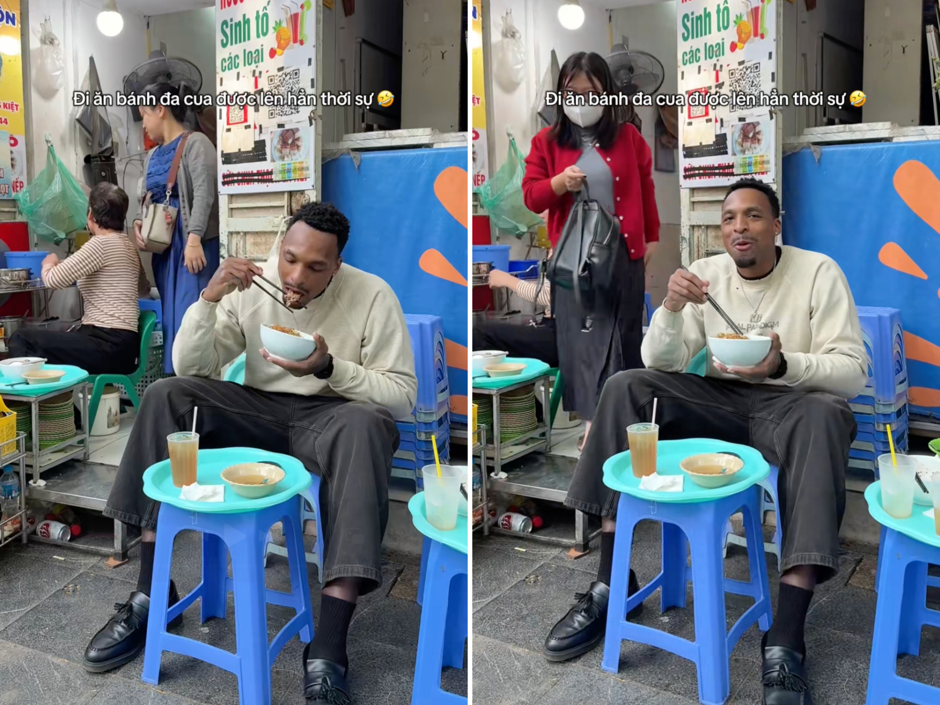 Khách Tây ngồi vỉa hè ăn đặc sản khi du lịch Hà Nội: Bất ngờ được lên thời sự, danh tính thật gây thích thú- Ảnh 1. Khách Tây ngồi vỉa hè ăn đặc sản khi du lịch Hà Nội: Bất ngờ được lên thời sự, danh tính thật gây thích thú- Ảnh 1.