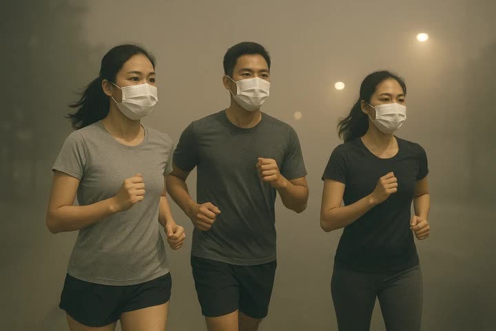 Chạy đêm cũng không thoát bụi mịn- Ảnh 1.