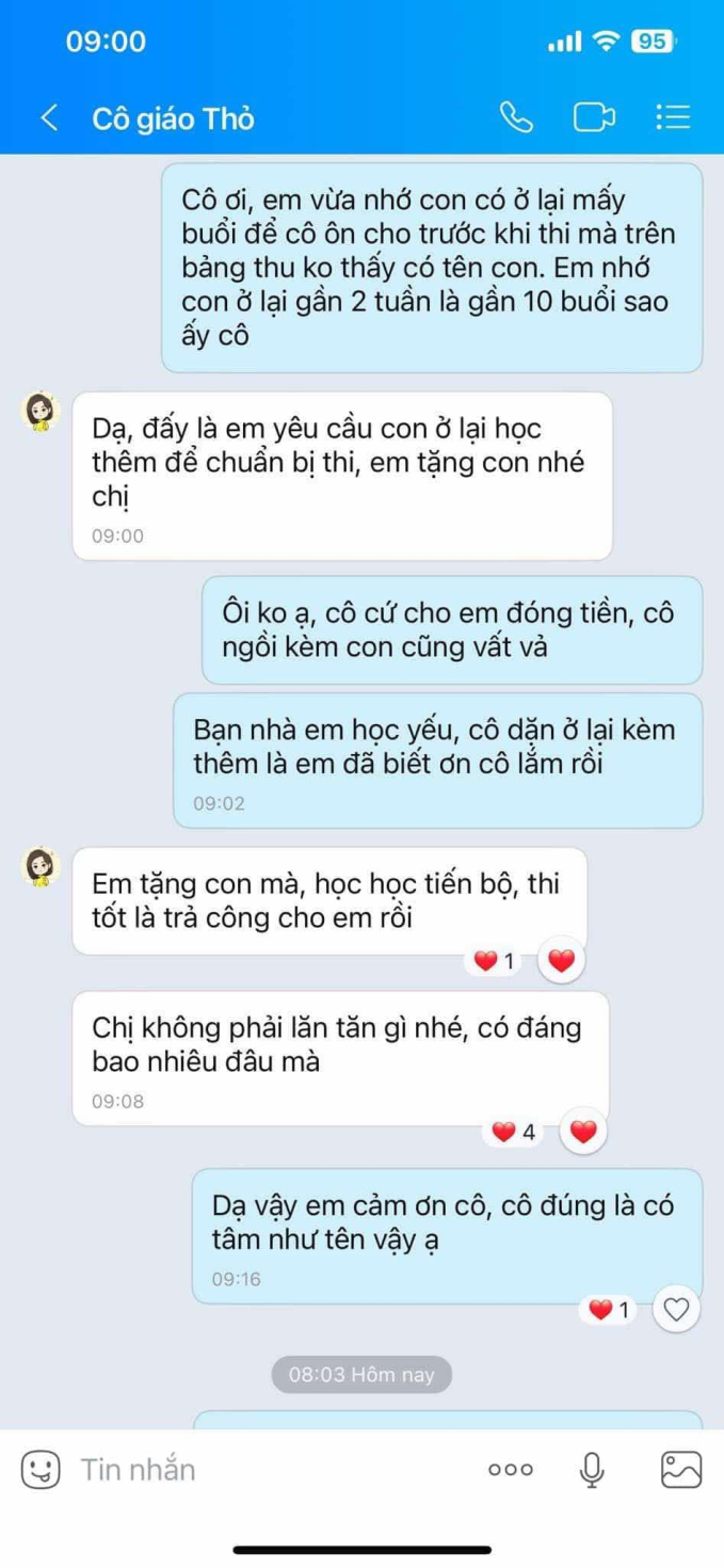 Cho con học thêm 10 buổi, đến kỳ nộp tiền thấy "bất thường", bà mẹ nhắn tin liền nhận được câu trả lời quá bất ngờ từ cô giáo- Ảnh 1.