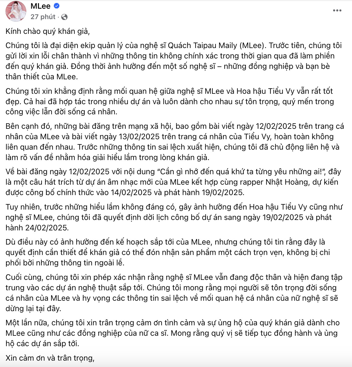 MLee đã căng: Đăng tâm thư giữa làn sóng tấn công Tiểu Vy, tỏ 1 thái độ với tình cũ Quốc Anh- Ảnh 1.