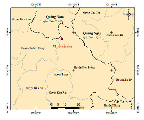 Chiều nay, Quảng Nam, Kon Tum liên tiếp xảy ra động đất- Ảnh 1.