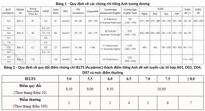 Điểm xét tuyển IELTS vào các trường đại học top đầu năm 2025- Ảnh 2.