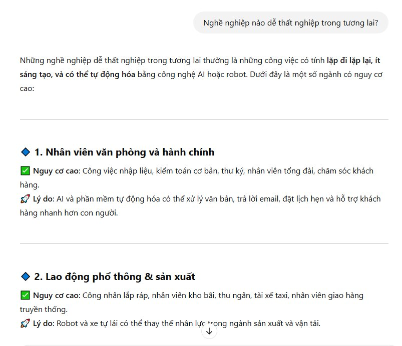 "Nghề nghiệp nào dễ thất nghiệp trong tương lai?" - DeepSeek và ChatGPT trả lời sao?- Ảnh 2.