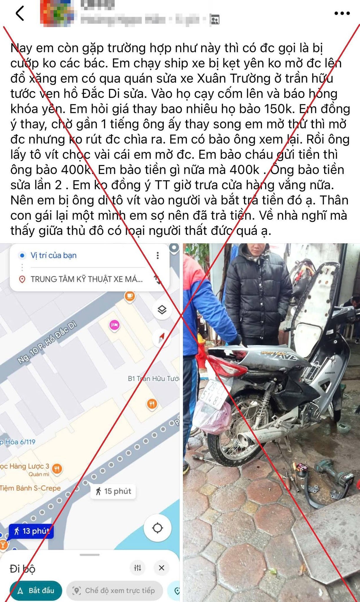 Hà Nội: Công an xác minh thông tin vụ người phụ nữ "bị đe dọa, ép trả tiền tại quán sửa xe"- Ảnh 1.