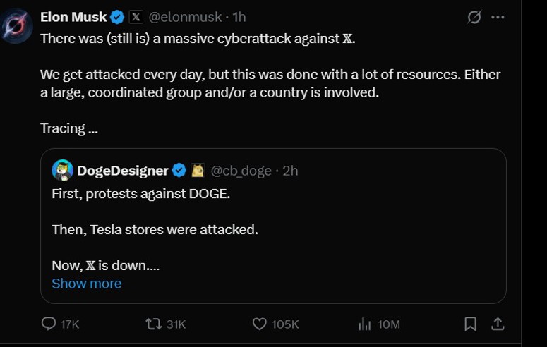 Ngày "khốn đốn" của Elon Musk: X bị tấn công mạng, Tesla bốc hơi 15 tỷ đô- Ảnh 1.