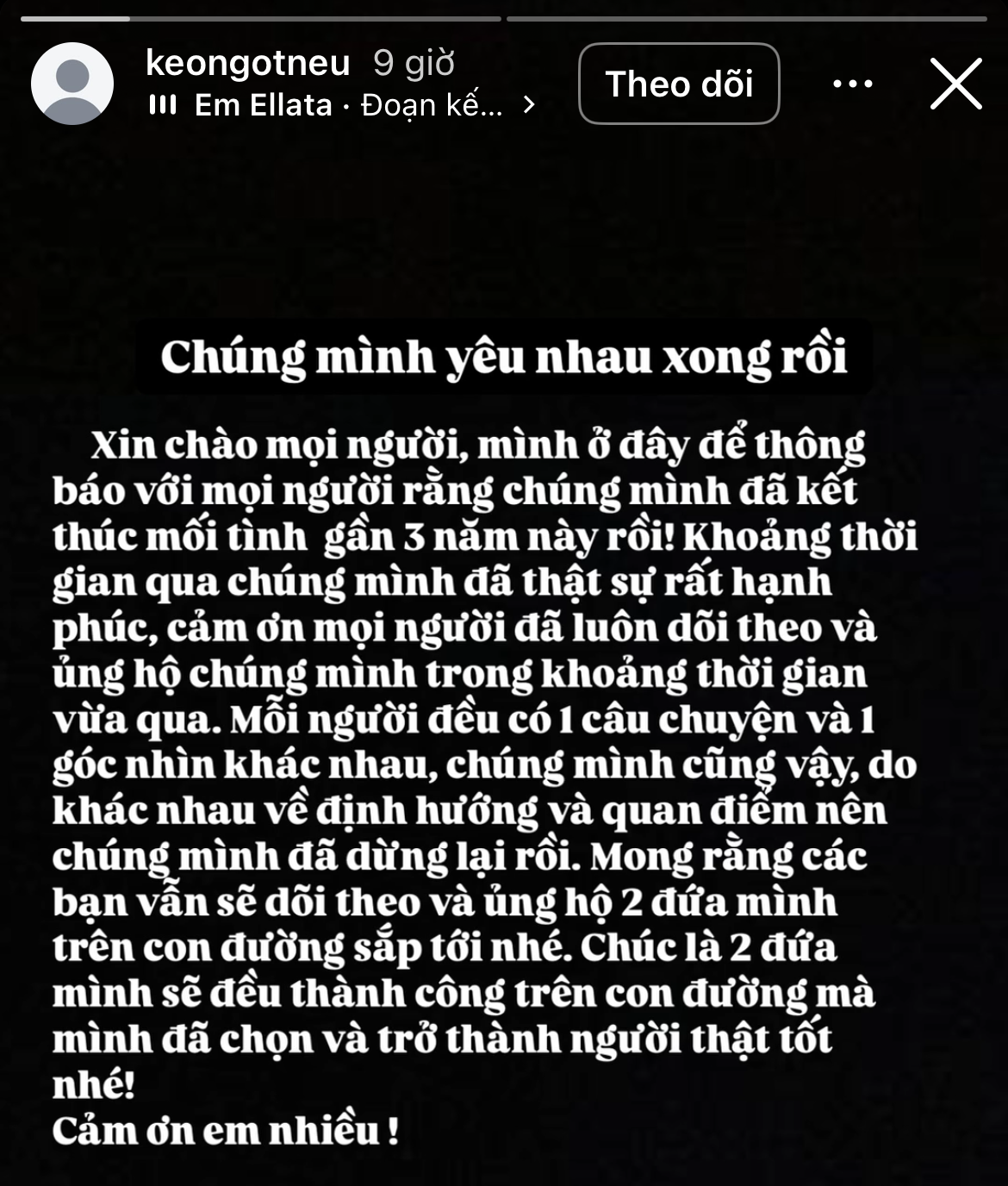 Giữa làn sóng tan vỡ, 1 cặp đôi bỗng thông báo kết thúc mối tình 3 năm vì “yêu nhau xong rồi”- Ảnh 2. Giữa làn sóng tan vỡ, 1 cặp đôi bỗng thông báo kết thúc mối tình 3 năm vì “yêu nhau xong rồi”- Ảnh 2.