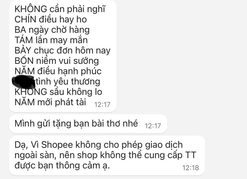 Hài hước những kiểu lách luật để gửi số điện thoại trên Shopee: Từ chữ nổi, nói lái, đến cả làm thơ- Ảnh 7.