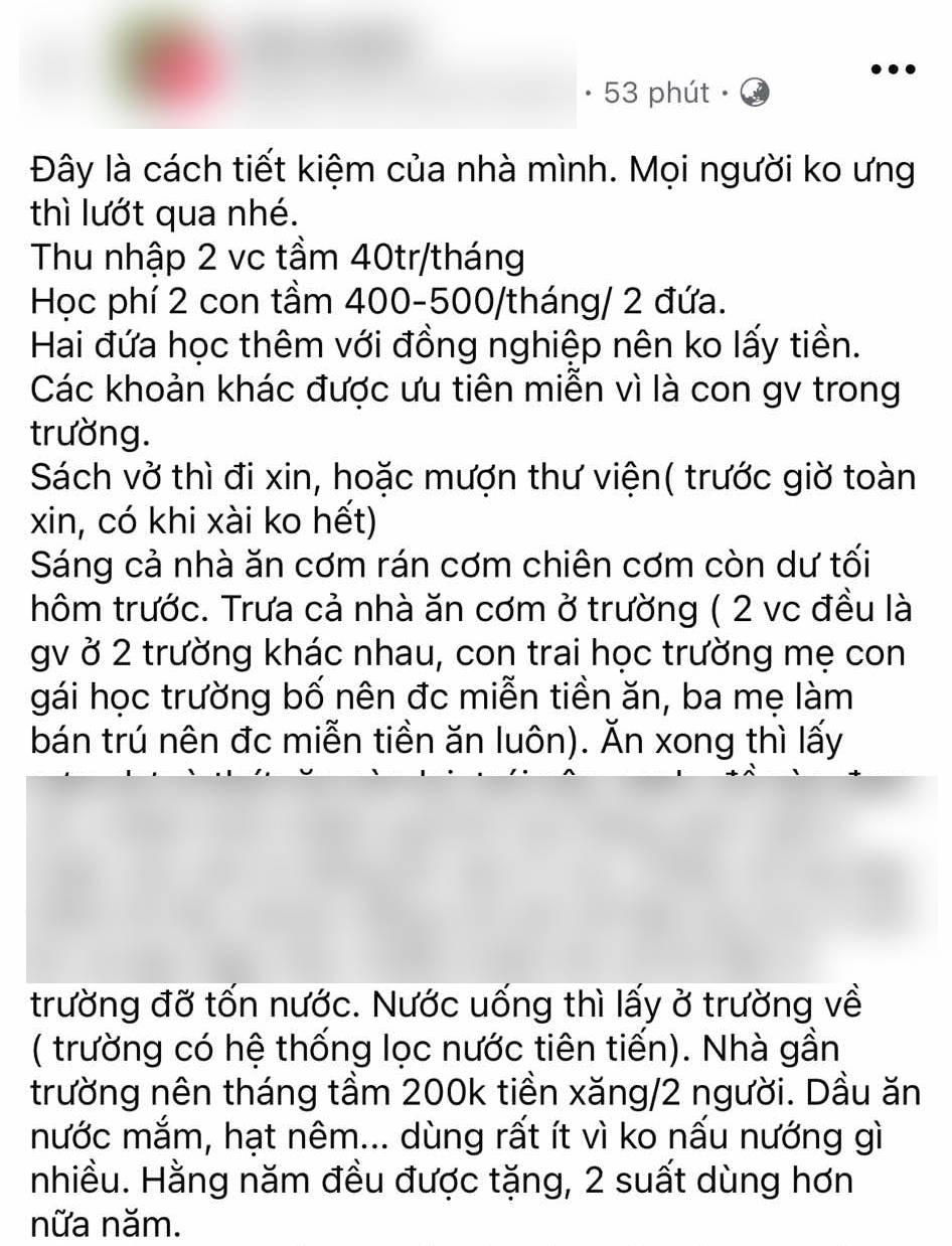 Ngã ngửa: Thu nhập 40 triệu đồng/tháng, tiền học 2 con mỗi ngày chưa tới 20 nghìn đồng - Đỉnh cao vén khéo là đây chứ đâu!- Ảnh 1.