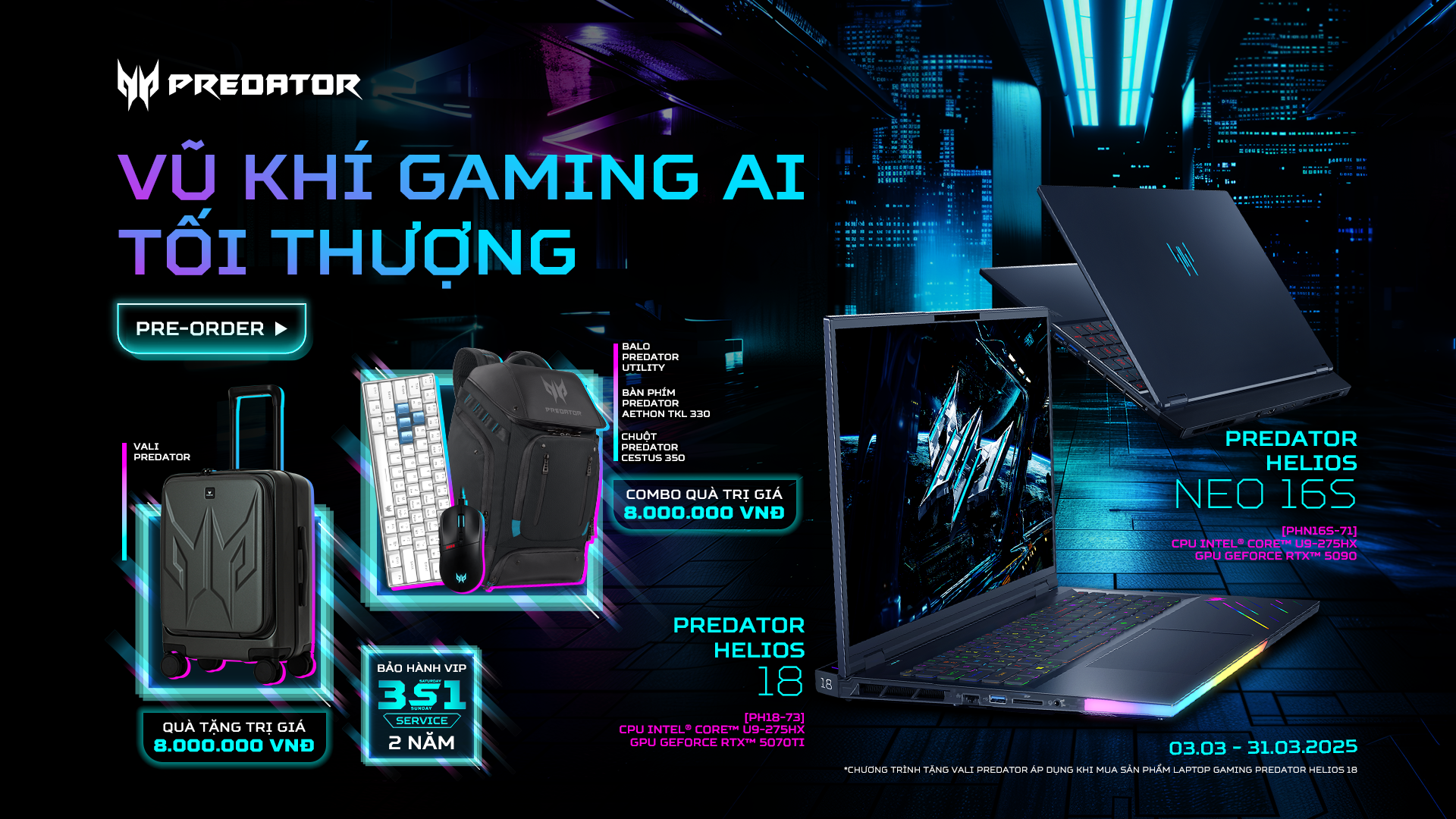 Acer ra mắt chương trình Pre-order dành cho dòng laptop gaming 2025 Predator Helios 18 AI và Predator Helios Neo 16S AI RTX 50 series- Ảnh 1.