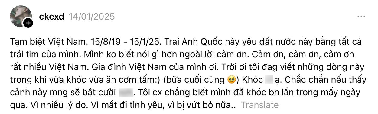 Khách Tây khóc sướt mướt khi đang sống yên ổn ở Việt Nam bỗng xảy ra chuyện này, CĐM: "Không biết anh đã phải trải qua những gì"?- Ảnh 2.