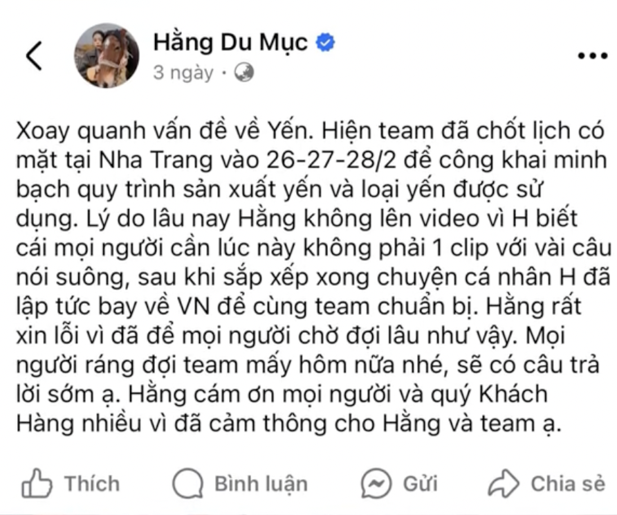 Tuyên bố "đền tiền 1.000 lần nếu có thành phần giả yến" của Hằng Du Mục ầm ĩ trở lại, bài đăng minh bạch quy trình bỗng "bốc hơi"- Ảnh 4.