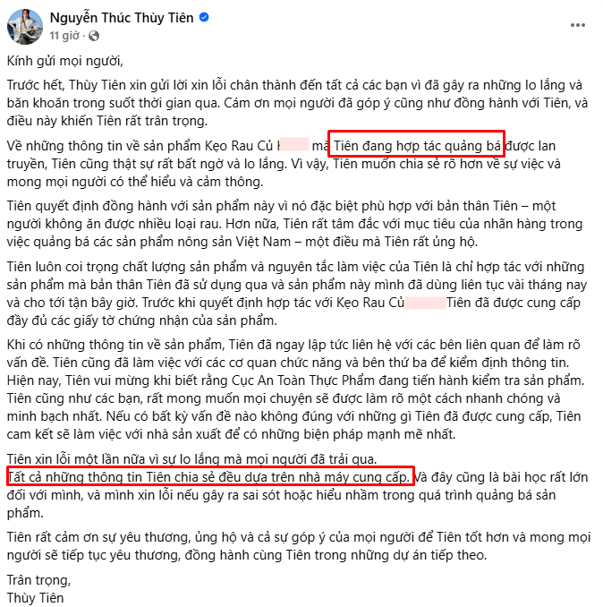 Vụ Hoa hậu Thuỳ Tiên xin lỗi: Lộ phát ngôn bất nhất về vai trò đối với nhãn hàng kẹo rau- Ảnh 3.