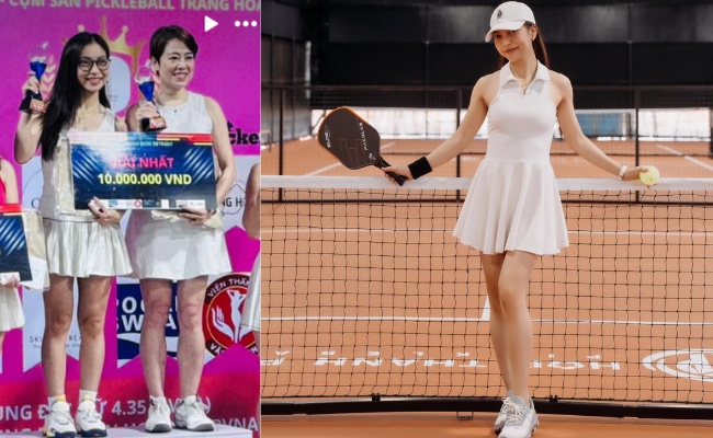 Không có filter kéo chân, trắng da, hot girl Nhật Lê lộ nhan sắc thật trên sân pickleball, khác xa ảnh tự đăng- Ảnh 2.