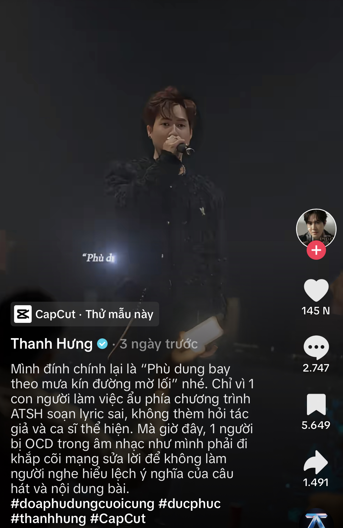 Nam ca sĩ bức xúc vì lời bài hát gốc bị soạn thảo sai, dẫn đến việc không ít video ca nhạc về ca khúc này cũng mắc lỗi sai lyrics này Nam ca sĩ bức xúc vì lời bài hát gốc bị soạn thảo sai, dẫn đến việc không ít video ca nhạc về ca khúc này cũng mắc lỗi sai lyrics này