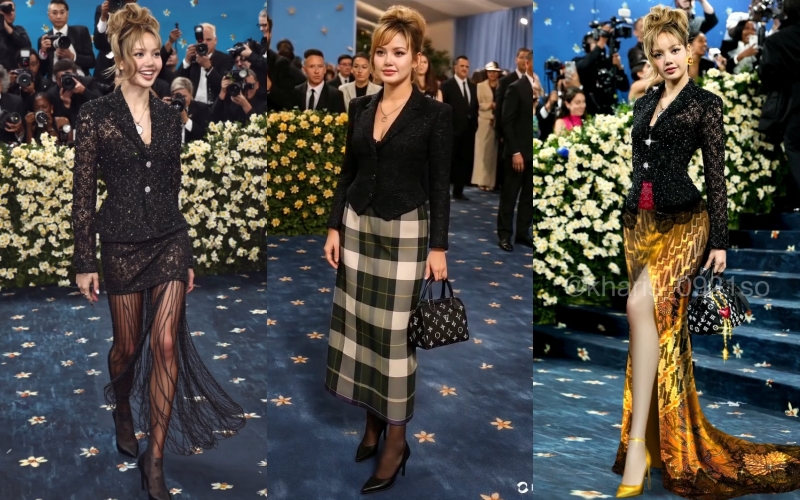 Dân tình rộn ràng "chế ảnh" cho bộ cánh của Lisa tại Met Gala 2025- Ảnh 1.