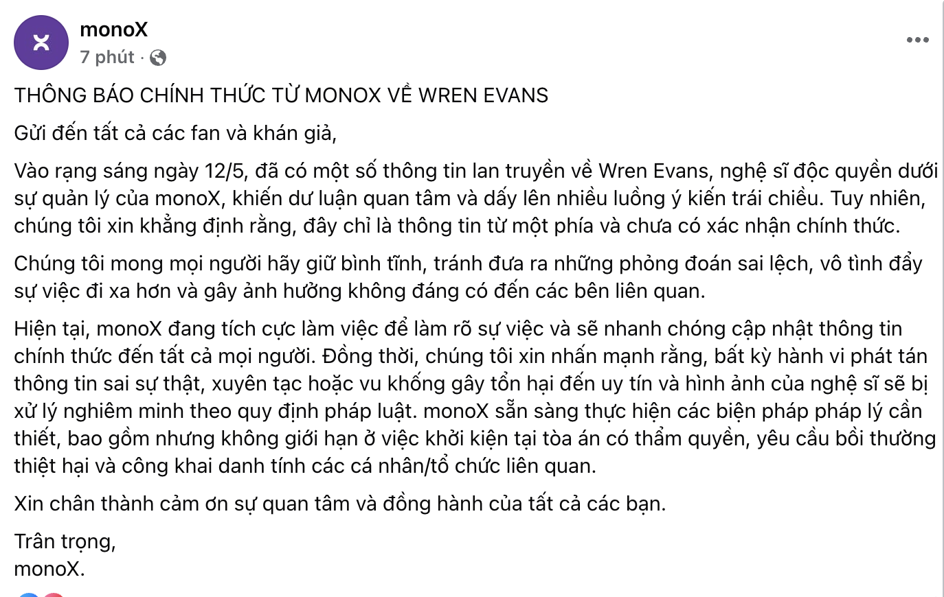 Xôn xao hình ảnh nghi Wren Evans bị 
