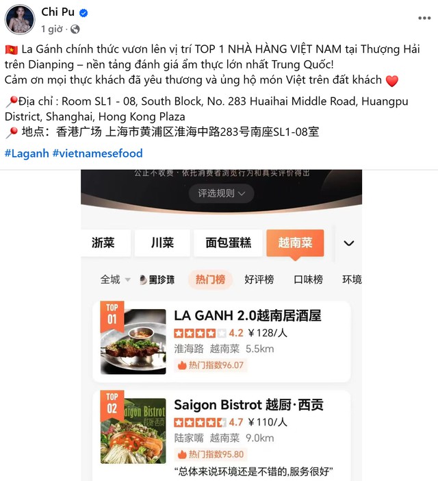 Vượt 2 đối thủ kỳ cựu, nhà hàng của Chi…