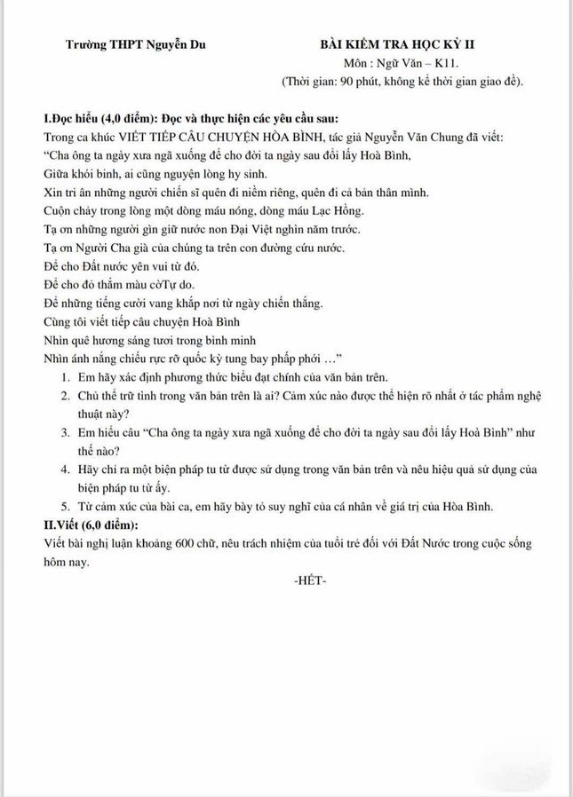 Ca khúc hàng tỷ lượt xem của nhạc sĩ Nguyễn Văn Chung vào đề thi văn, khán giả nói “khó được điểm cao”- Ảnh 2.