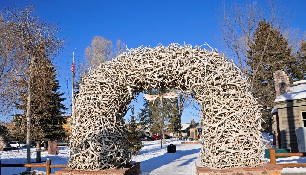 Cổng vòm gạc nai ở Jackson, Wyoming. (Ảnh: Getty Images) Cổng vòm gạc nai ở Jackson, Wyoming. (Ảnh: Getty Images)