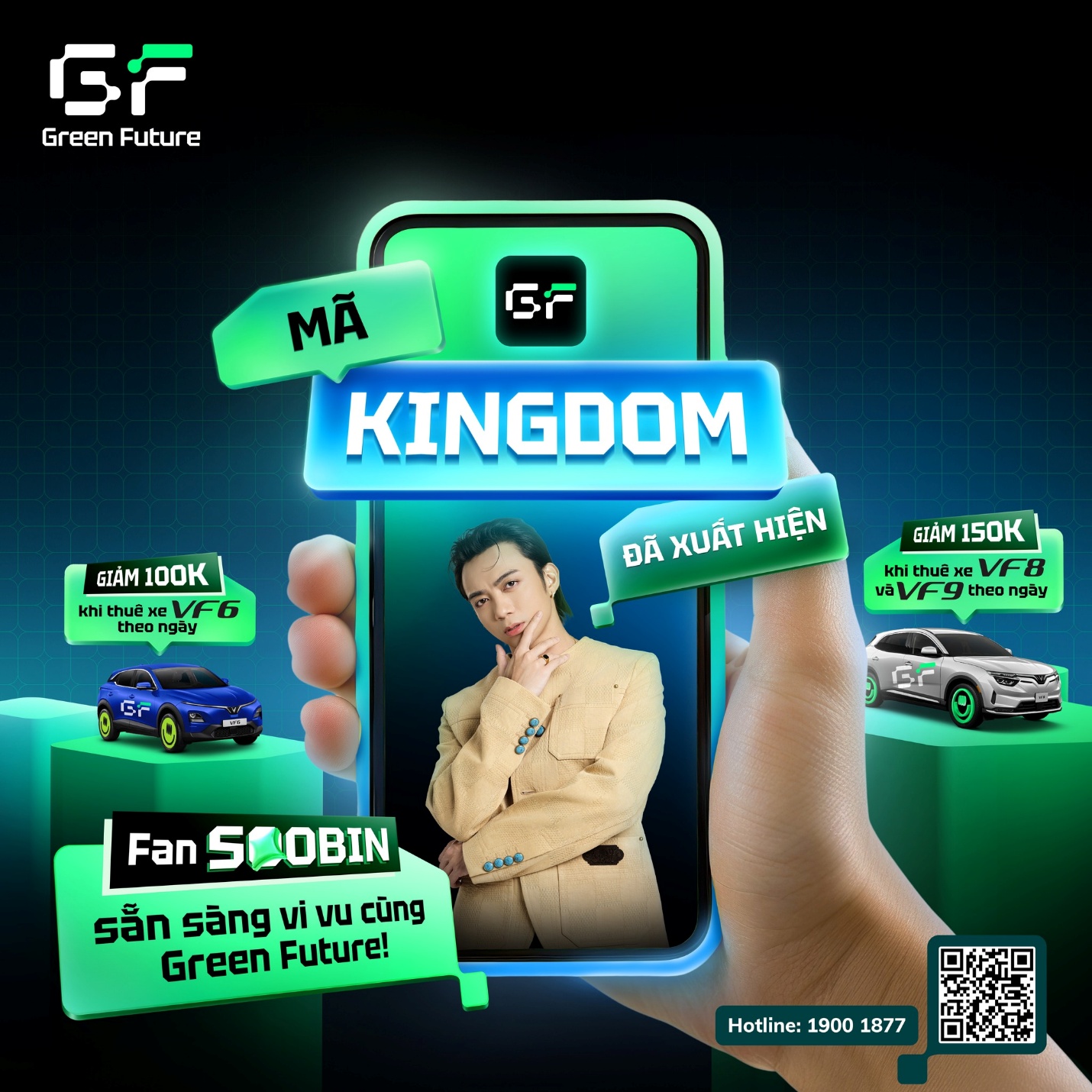 Soobin bất ngờ “phát lộc” cho fan: Thuê VF 6, VF 8, VF 9 qua Green Future rẻ không tưởng nhờ mã KINGDOM- Ảnh 2.