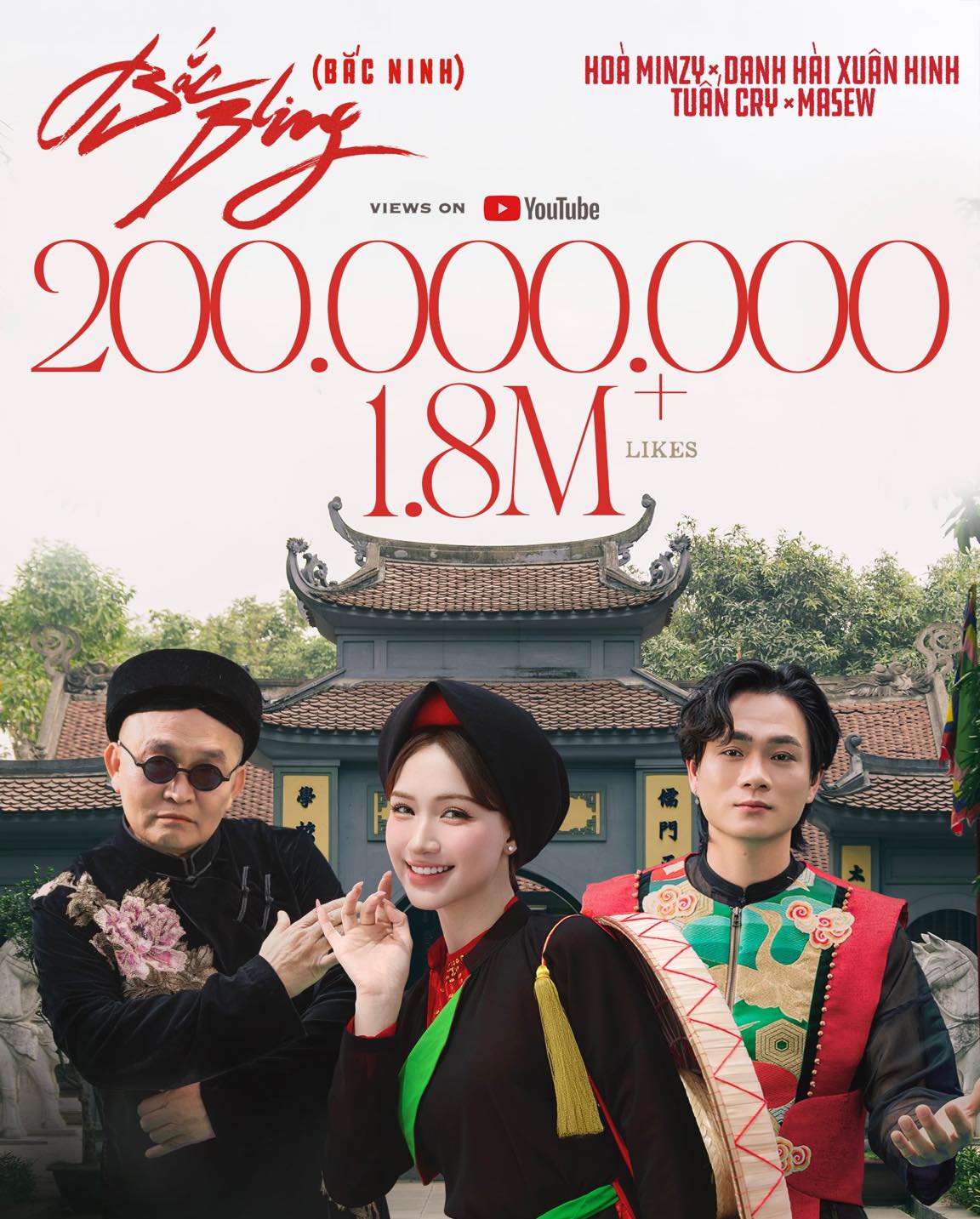 MV Bắc Bling đạt 200 triệu views, Hoà Minzy vượt Sơn Tùng lập kỷ lục số 1 Việt Nam!- Ảnh 1.