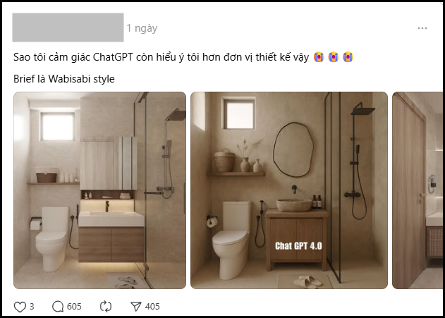 Chủ nh&agrave; l&ecirc;n tiếng vụ d&ugrave;ng ChatGPT thiết kế lại căn hộ tr&uacute;ng &yacute; hơn bản vẽ từ kiến tr&uacute;c sư g&acirc;y tranh c&atilde;i dữ dội- Ảnh 1.