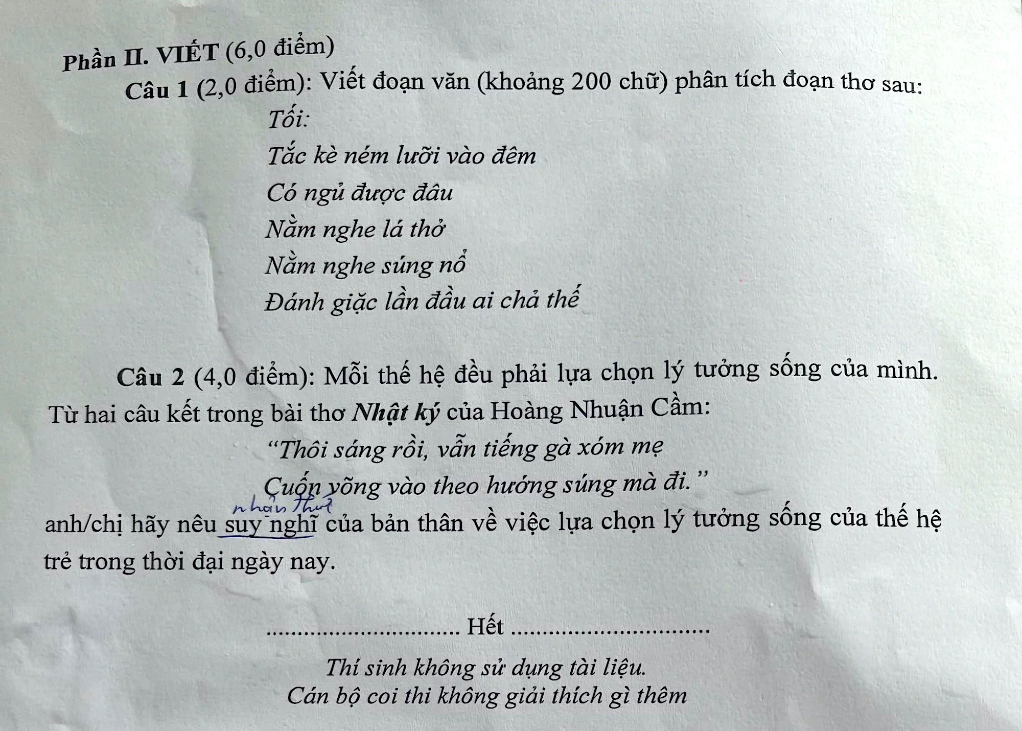 Đề Văn thi vào lớp 10 THPT chuyên Khoa học Xã hội và Nhân văn- Ảnh 2.