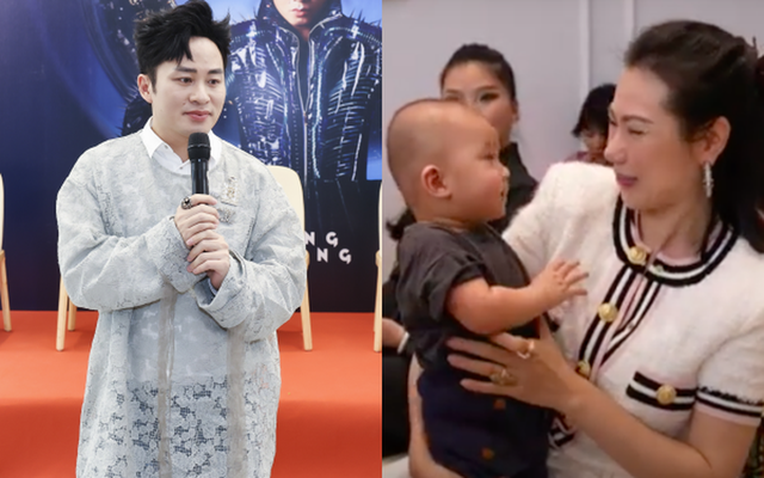 Vợ Tùng Dương và con nuôi.