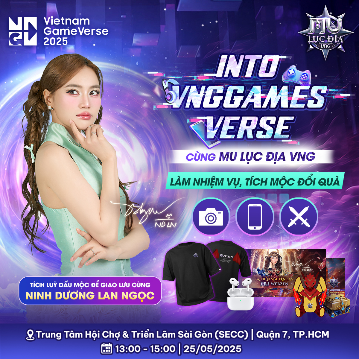 MU Lục Địa VNG cùng diễn viên Ninh Dương Lan Ngọc xuất hiện tại GameVerse 2025 vào ngày 27/5/2025- Ảnh 1.