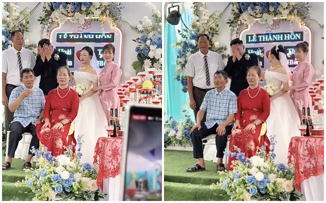 Chú rể ôm mặt khóc nức nở trong đám cưới, cô dâu liên tục vỗ vai an ủi: Xúc động lý do- Ảnh 1.