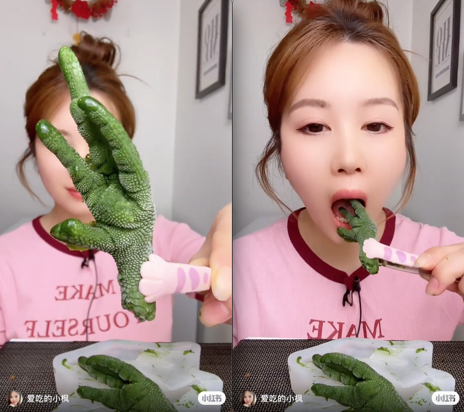 Cô gái ăn món "chân gà màu xanh" khác lạ khiến cư dân mạng hoang mang, sự thật phía sau càng bất ngờ hơn- Ảnh 1.