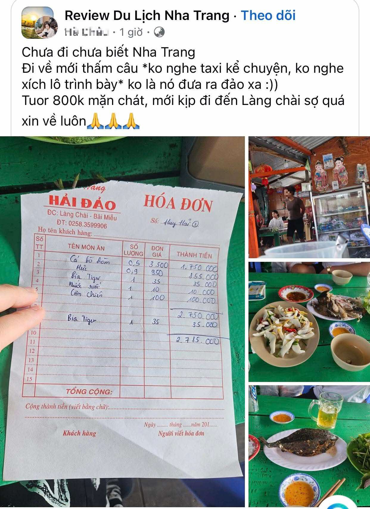 Mạng x&atilde; hội lại dậy s&oacute;ng với ho&aacute; đơn thể hiện &ldquo;c&aacute; b&ograve; h&ograve;m 3,5 triệu đồng/kg&rdquo; ở Nha Trang- Ảnh 1.