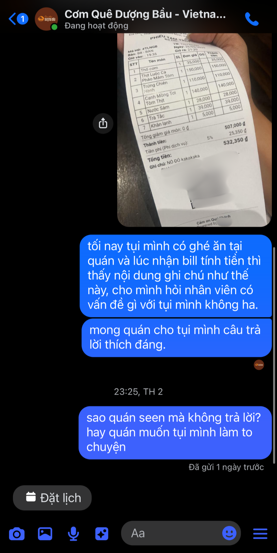 Chưa hết drama về giá “chặt chém”, Cơm Quê Dượng Bầu tiếp tục gây bức xúc vì khiến thực khách cảm thấy bị “giễu cợt”- Ảnh 2.