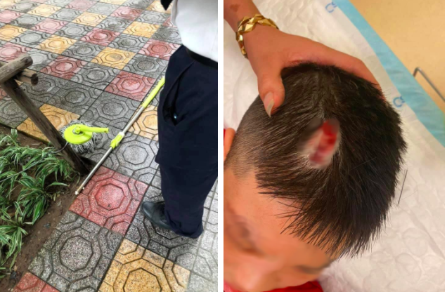 Đang đi dạo ở sân chung cư bị bịch bún rơi trúng người, mẹ bỉm hoảng hồn nhưng vẫn tự nhủ 