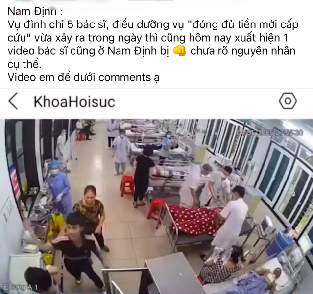 Camera ghi lại cảnh con trai bệnh nhân đánh liên tiếp vào đầu nhân viên y tế BV Đa khoa Nam Định- Ảnh 1.