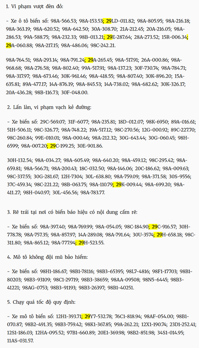 Hàng loạt chủ xe Hà Nội có biển số sau phải nộp phạt 'nguội' theo Nghị định 168- Ảnh 3.