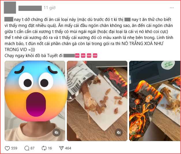 Lần đầu thử chân gà của Ăn Cùng Bà Tuyết khiến cô gái khiếp sợ: Thịt mốc trắng, xương có màu xanh?!- Ảnh 1.