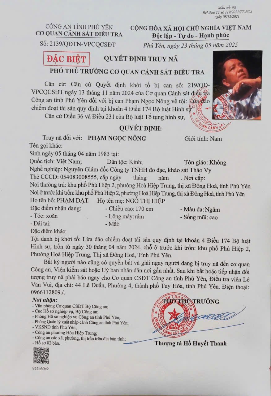 Truy nã đặc biệt giám đốc Phạm Ngọc Nông- Ảnh 1.