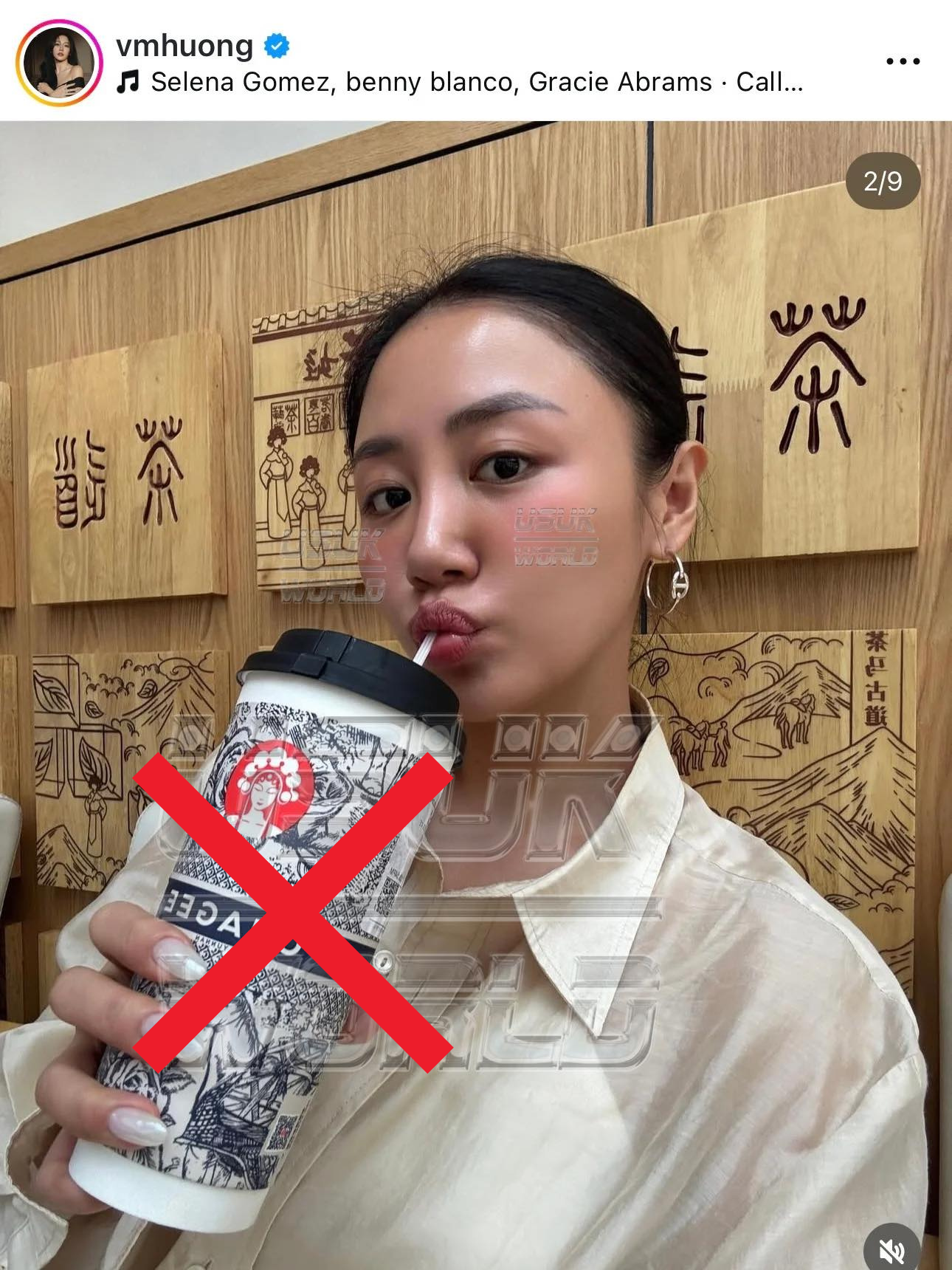 Văn Mai Hương xin lỗi sau hình ảnh uống trà sữa bị tẩy chay vì