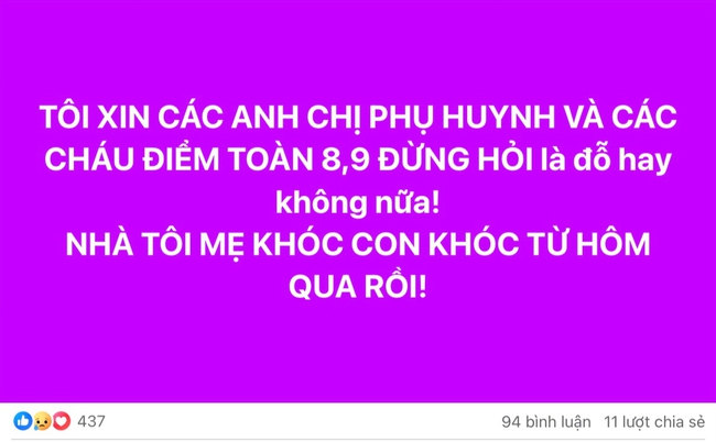 Bà mẹ Hà Nội thảng thốt cầu xin: Các cháu điểm toàn 8, 9 đừng làm điều này, nhà tôi mẹ khóc, con khóc từ hôm qua rồi!- Ảnh 1.