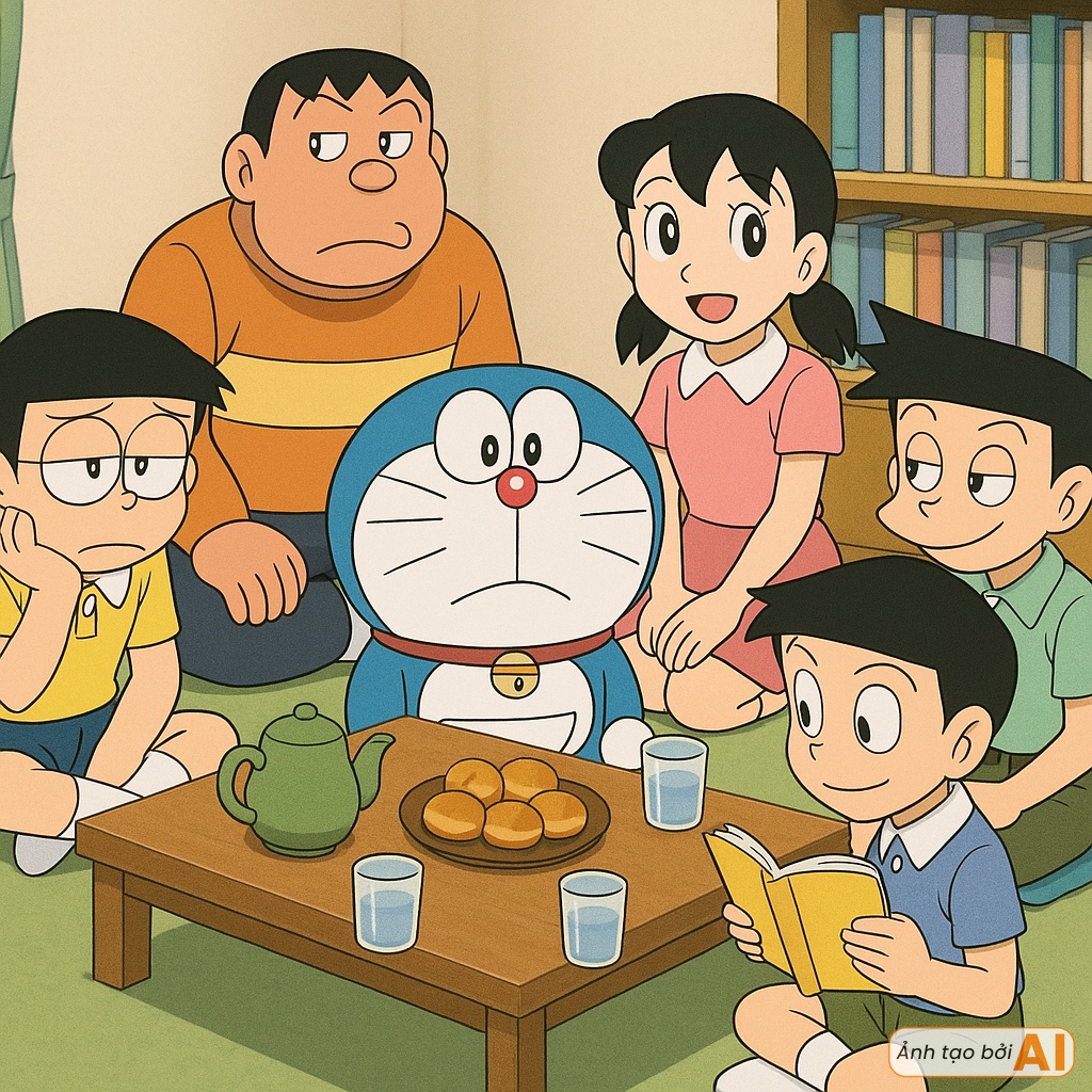 Nếu nhóm bạn Doraemon tham gia "thử thách không dùng điện thoại 24h": Một người bỏ cuộc sau 5 phút, Jaian thì làm mèo ú tức điên!- Ảnh 1.