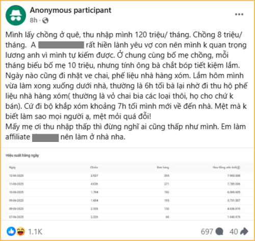 Kiếm 120 triệu/tháng vẫn bị mẹ chồng nhờ đi nhặt ve chai- Ảnh 1.