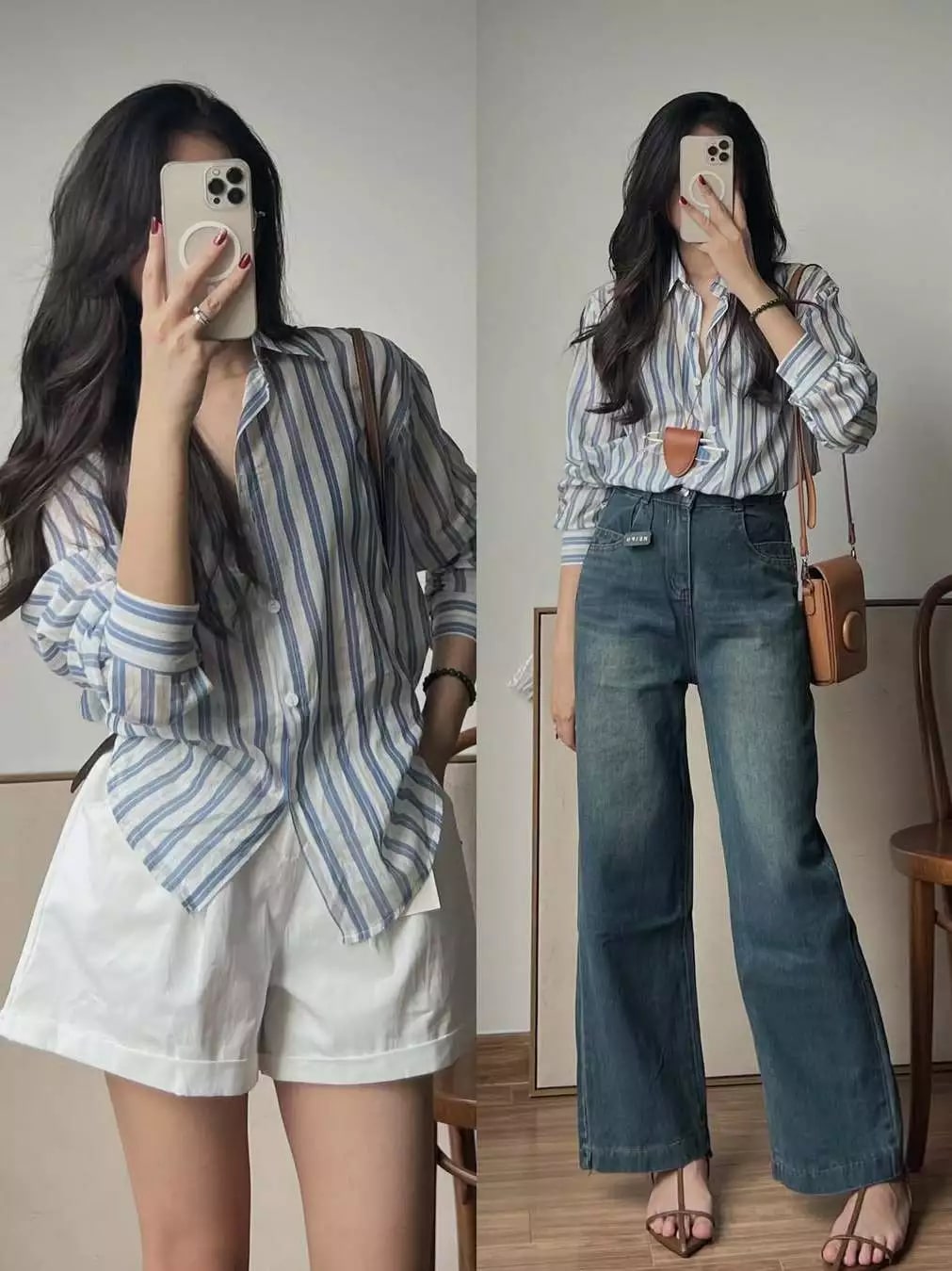 Áo mi kẻ sọc là 