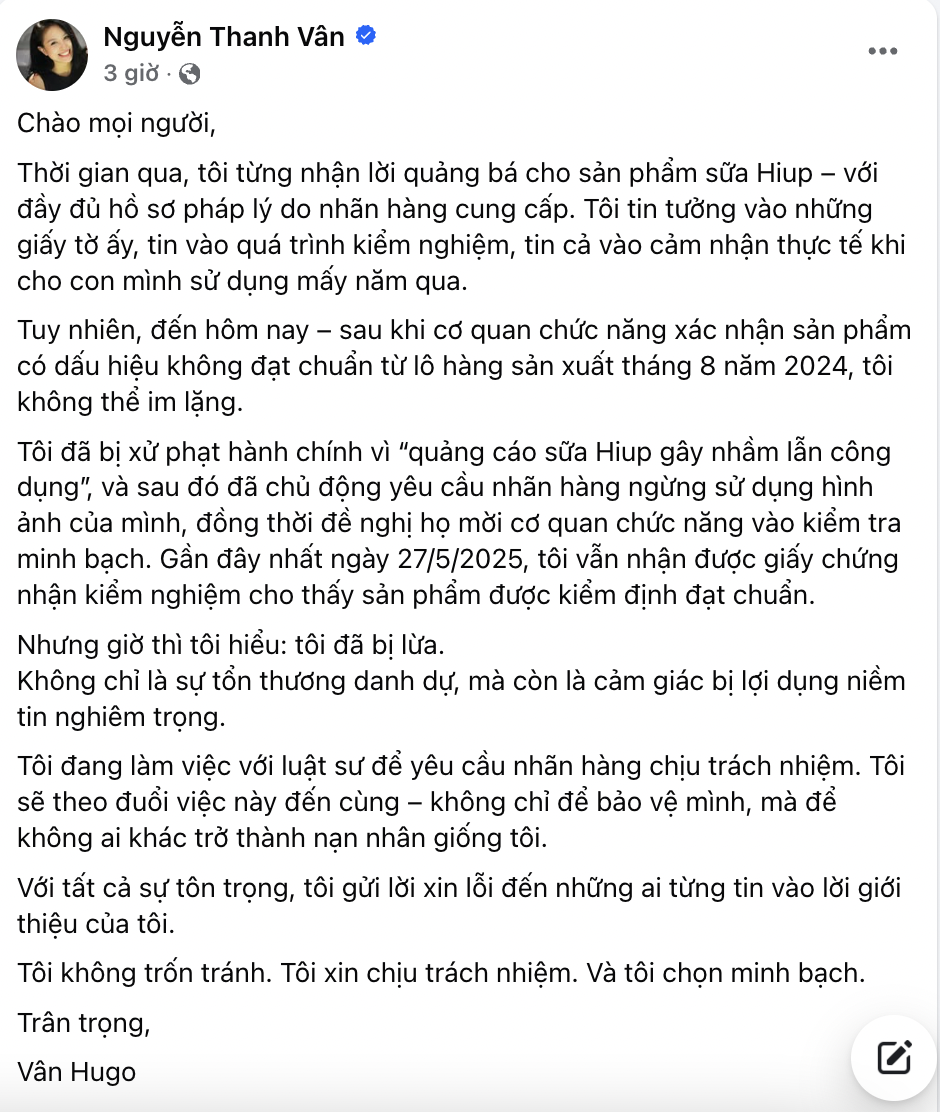 Lãnh đạo công ty sản xuất sữa giả HIUP bị khởi tố, BTV Quang Minh và Vân Hugo đồng thanh: Tôi bị lừa!- Ảnh 3.