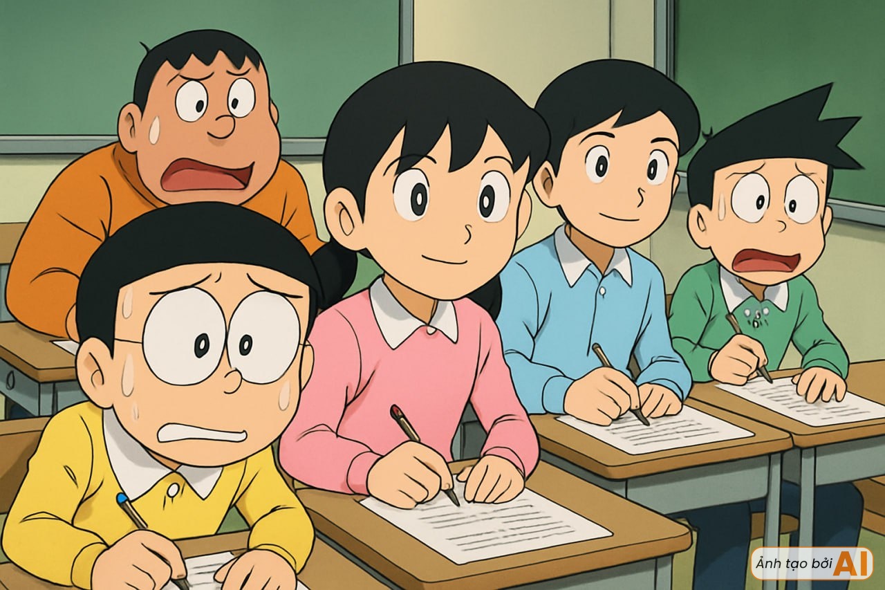 Nhóm bạn Doraemon đi thi IELTS: Nobita là người khiến cả lớp sốc nặng, Dekisugi và Shizuka lại gây thất vọng đôi chút- Ảnh 7.