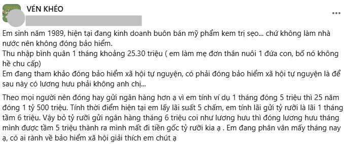 "Bán hàng online, có 1,5 tỷ nên gửi tiết kiệm hay đóng BHXH 5 triệu/tháng": Sau ngày 1/7/2025 - câu hỏi này chỉ còn một đáp án LUÔN đúng- Ảnh 1.