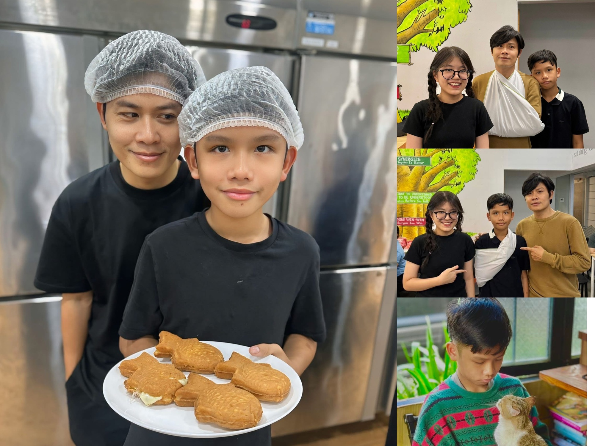 Chẳng mấy khi hot dad Nguyễn Văn Chung thể hiện cảm với con trai đến cỡ này, mà sao biểu cảm của bé Pu lại có vẻ 
